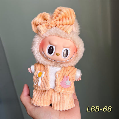 Only clothes for sale cloth baby clothes 17cm plush vinyl labubu sit party generation two generation for suit