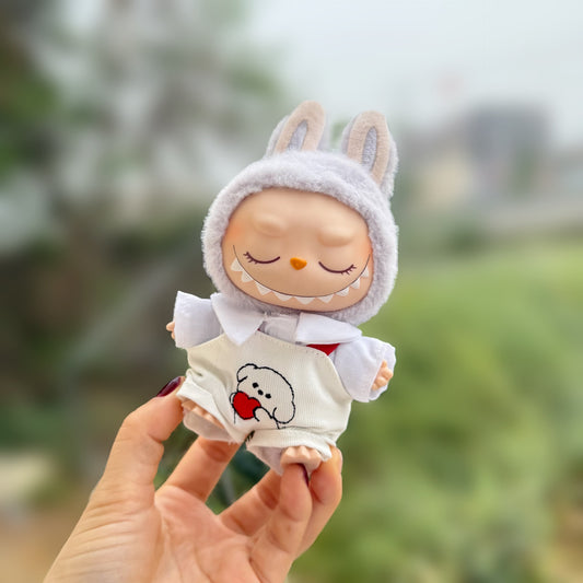 Baby Clothes] First, Second and Third Generation Labubu Vinyl Blind Box Pendant Puppy Overalls Shirt Suit Cute