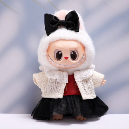 Only baby clothes] one or two generation pendant labubu clothes red leather clothes black gauze skirt suit cloth baby clothes