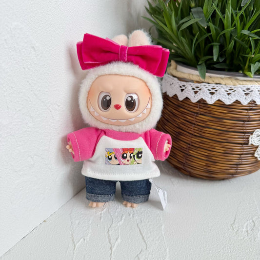 Only clothes] 17cm rabubova clothes LABUBU blind box sit party one or two generation hairband pink girl