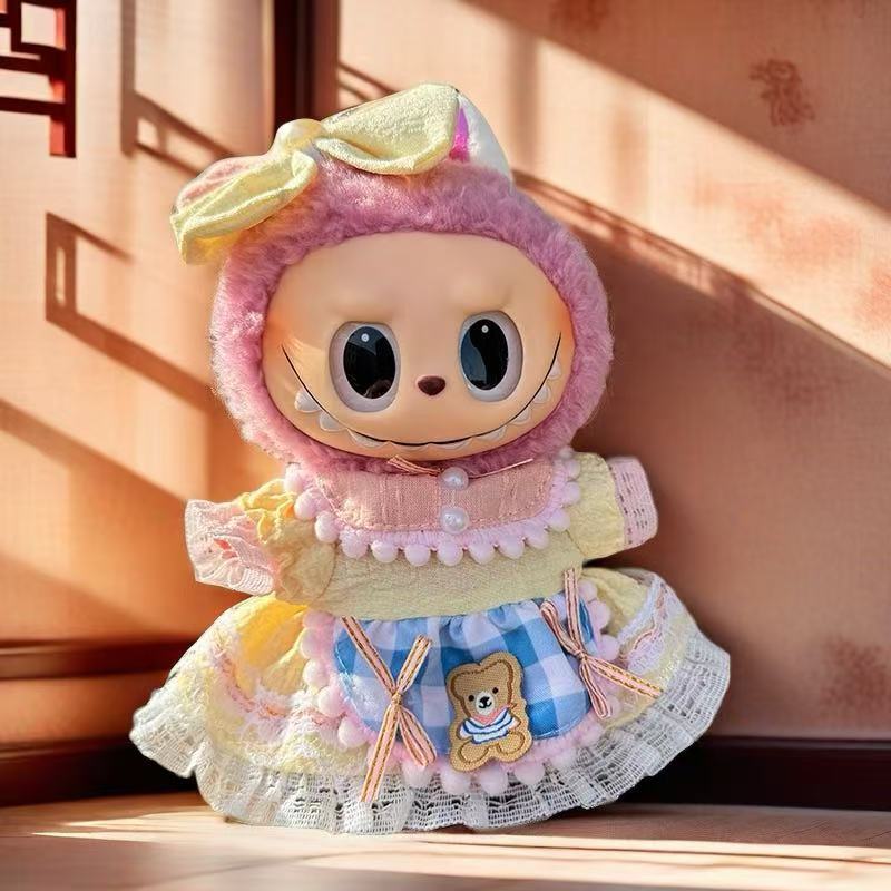 Wholesale labubu labubo doll clothes 17cm blind box pendant one or two generation vinyl doll replacement clothes suit