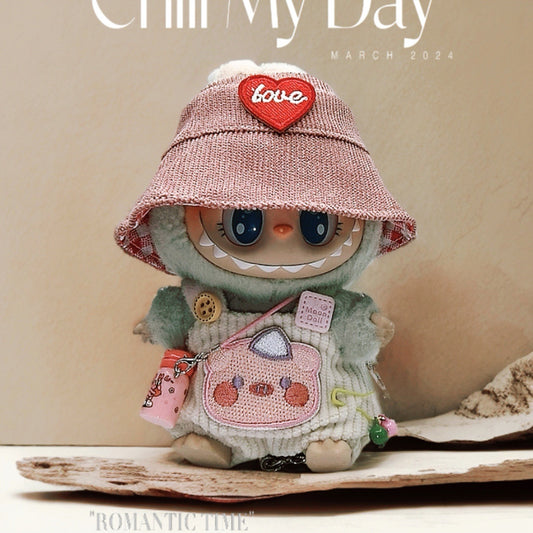 Labubu Doll Outfit - 17cm Cute Overalls & Hat Set