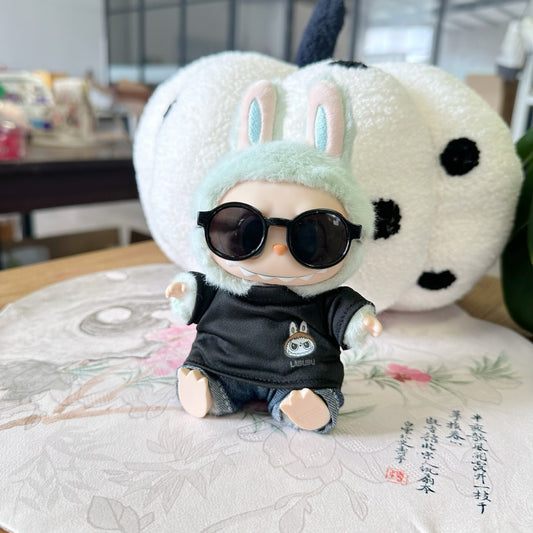 Only clothes] the first and second generation of rabubu doll clothes LABUBU sit at a party and suit for black shirts and glasses