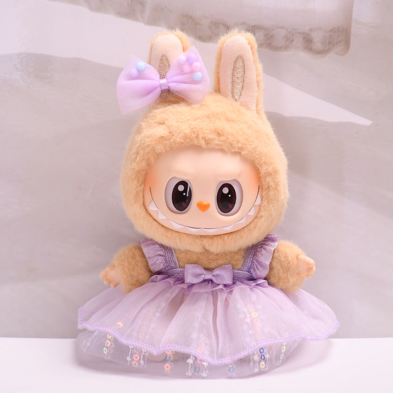 Only clothes] vinyl blind box pendant labubu sit party clothes sequins gauze skirt cloth cute