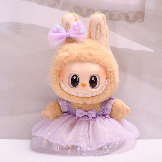Only clothes] vinyl blind box pendant labubu sit party clothes sequins gauze skirt cloth cute