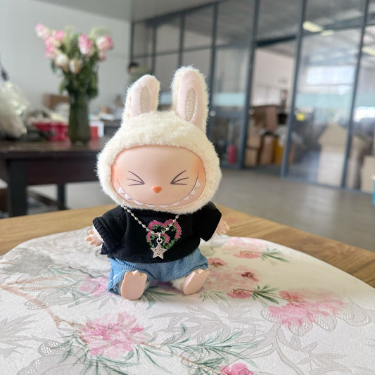 Clothes Only] POPMART Labu Pendant Doll Clothes Blind Box LABUBU suit for Black and White Love T
