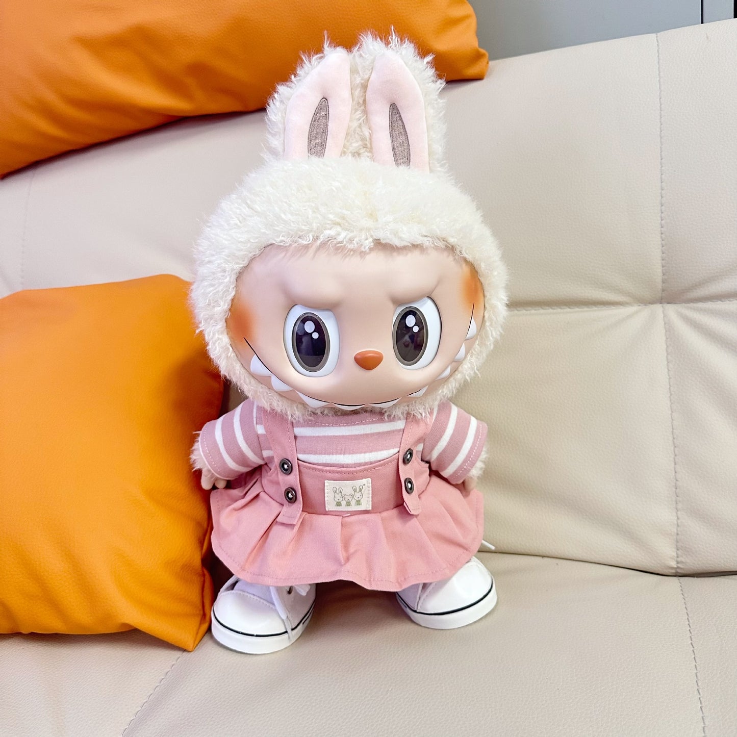 Only clothes] 38CM vinyl rag cloth clothes LABUBU doll for striped clothes twist buckle strap skirt suit