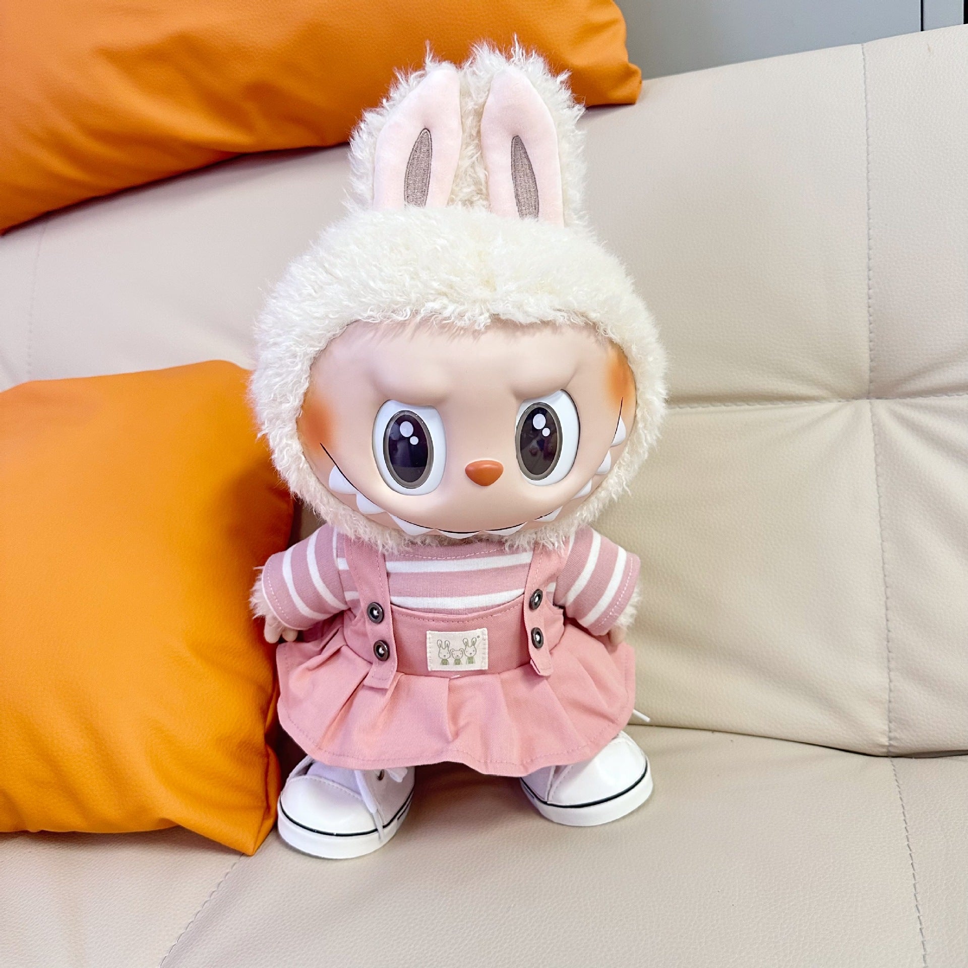 Only clothes] 38CM vinyl rag cloth clothes LABUBU doll for striped clothes twist buckle strap skirt suit