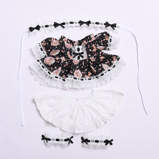Labubu Doll Lolita Outfit for 38cm Vinyl Doll - Black, Pink, Blue