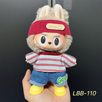 Labubu Wearable Baby Clothes Vinyl Labubu 17cm Doll Cute Dress-Up Casual Suit Skirt Plush Clothes