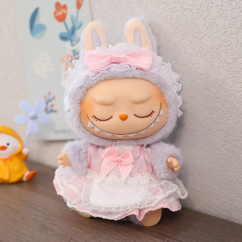 LABUBU Sitting Party Doll Rab Bub Macaron 2nd Generation Sitting Vinyl Doll Dress Dress for Dress