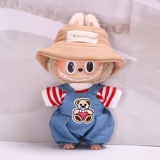 Labubu Doll Bear Suspenders Outfit for 17cm Vinyl Dolls