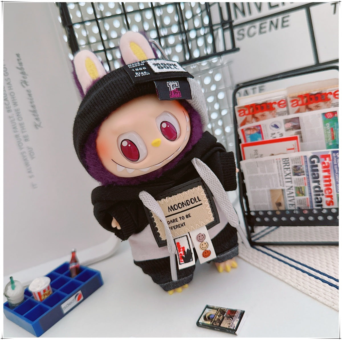 Labubu Doll Frenzy Style Outfit - Sweater & Hair Band for 17cm Vinyl Doll