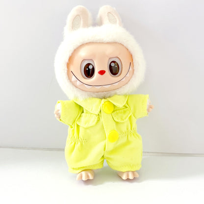 Labubu 17cm Doll Cute Overalls Outfit - Pink, Orange, Green, Blue