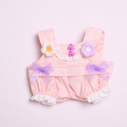 Labubu Doll Bow Overalls Outfit - Blue, Pink, White, Brown
