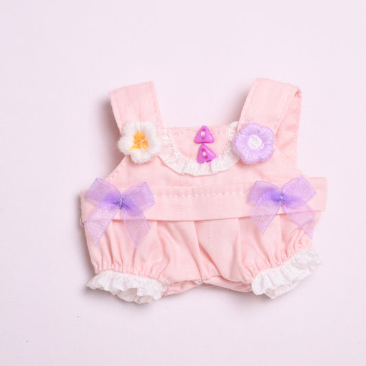Labubu Doll Bow Overalls Outfit - Blue, Pink, White, Brown