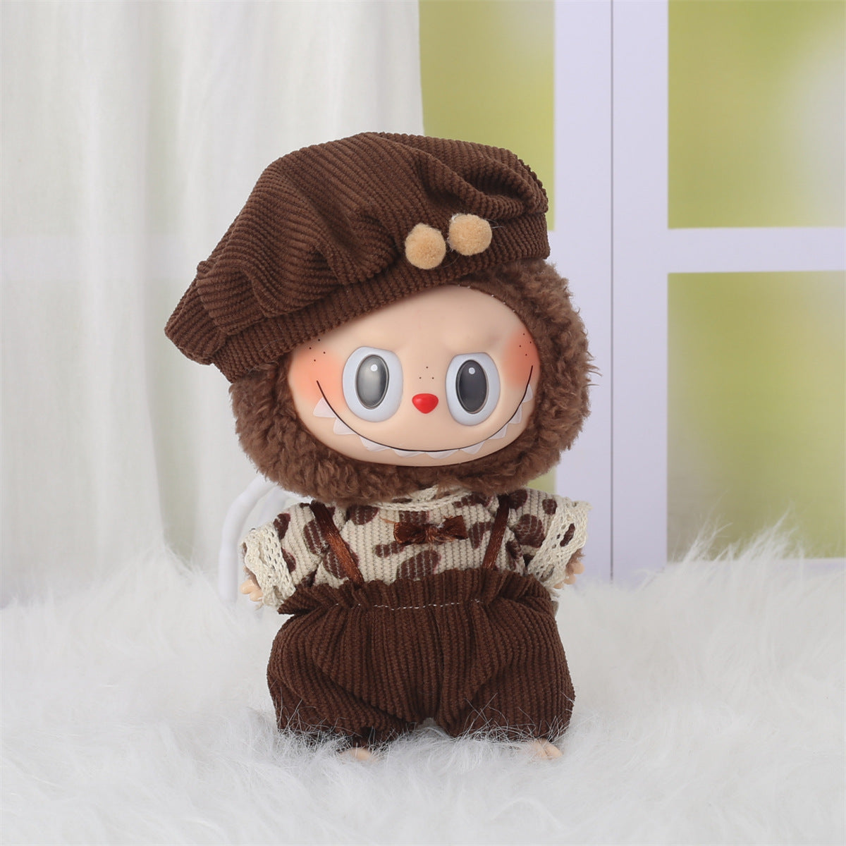 Labubu Clothes Pendant for First and Second Generation Baby Clothes, Labubu Sitting Baby Clothes, Heart Sweater, Bear Ear Hat Set