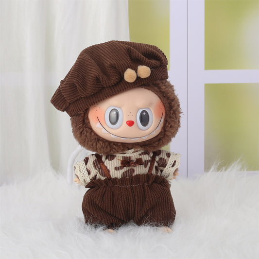 Labubu Clothes Pendant for First and Second Generation Baby Clothes, Labubu Sitting Baby Clothes, Heart Sweater, Bear Ear Hat Set