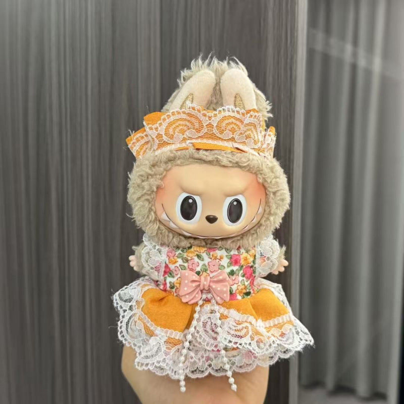Rab cloth doll labubu17cm pendant one or two generations of vinyl plush doll suit accessories for clothes