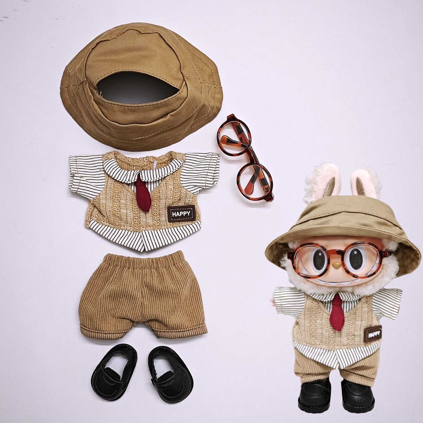 Labubu Doll Retro British 2-Piece Outfit with Accessories