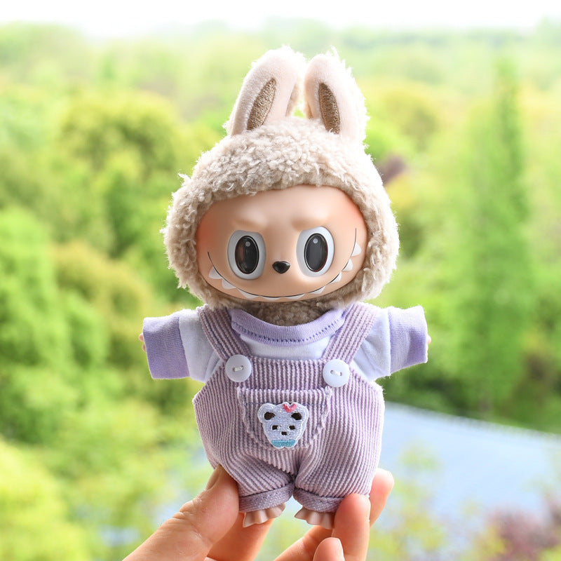 Only baby clothes] 17cm blind box cloth hanging clothes bear corduroy suspenders pants T-shirt key chain baby clothes