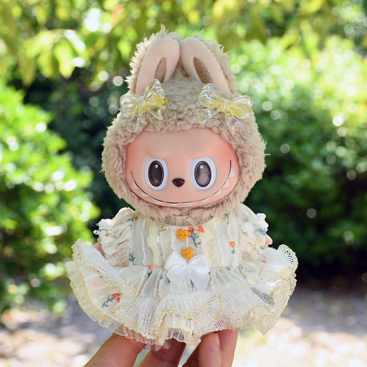 Labubu 17cm Pendant Doll Bow Gold Dress Outfit