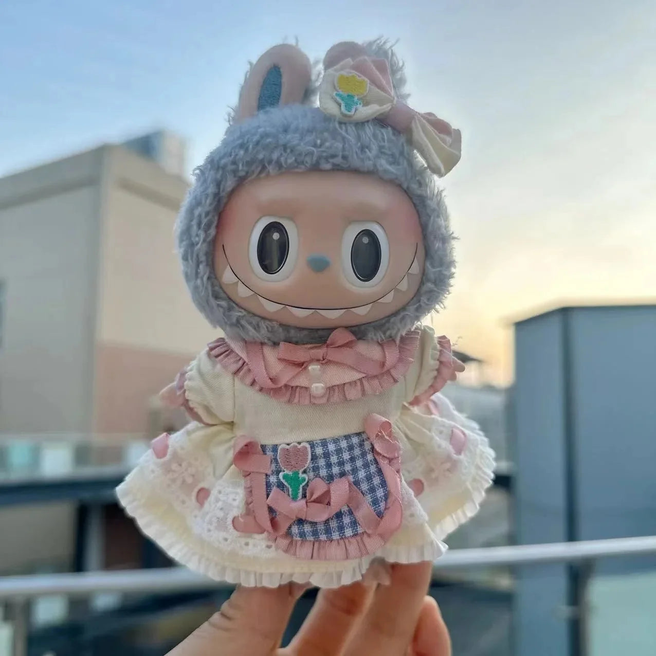 Only clothes] 17CM cloth cloth clothes 15CM doll Denim straps cartoon plaid suit hot sale
