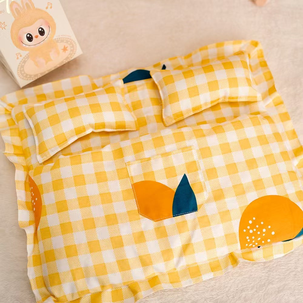 Labubu 17cm Doll Sleeping Bag Set with Mini Pillow - Cute Patterns