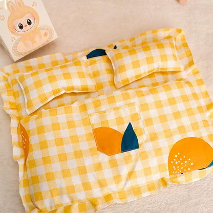 Labubu 17cm Doll Sleeping Bag Set with Mini Pillow - Cute Patterns