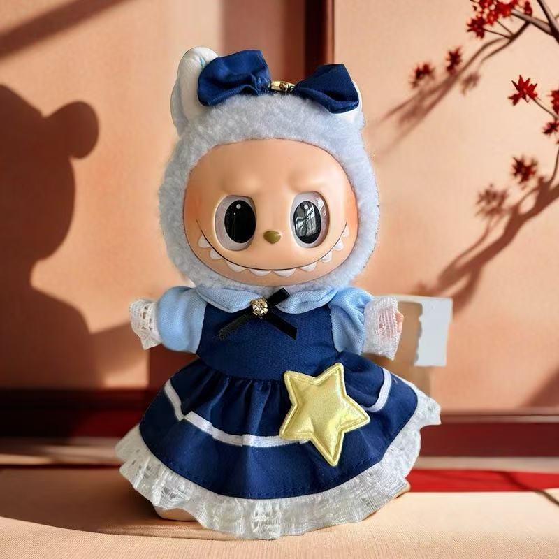 Wholesale labubu labubo doll clothes 17cm blind box pendant one or two generation vinyl doll replacement clothes suit