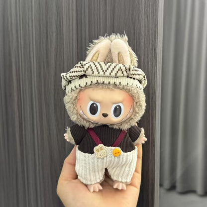 Wholesale labubu doll 17cm pendant one or two generation vinyl plush doll with suit for clothes