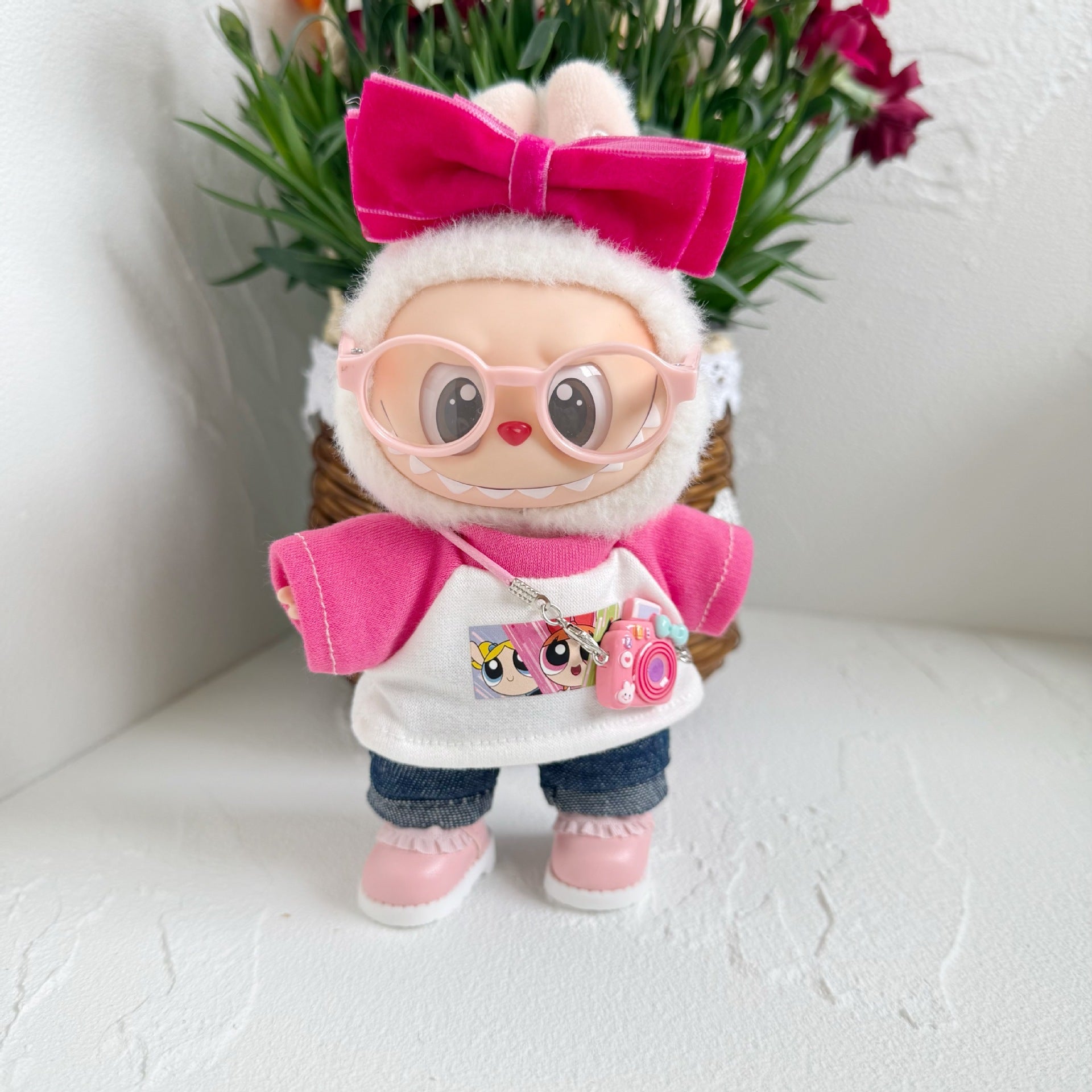Only clothes] 17cm rabubova clothes LABUBU blind box sit party one or two generation hairband pink girl