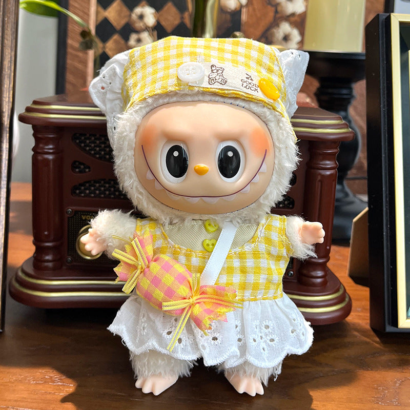 Labubu Doll Clothes Set for 17cm Pendant Doll - Flower, Bear, Cake Party Styles