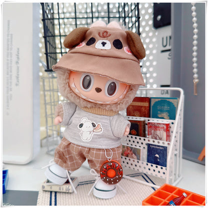 Labubu Doll Outfit - Plaid Suit, Hat & Accessories for 10cm & 17cm Dolls