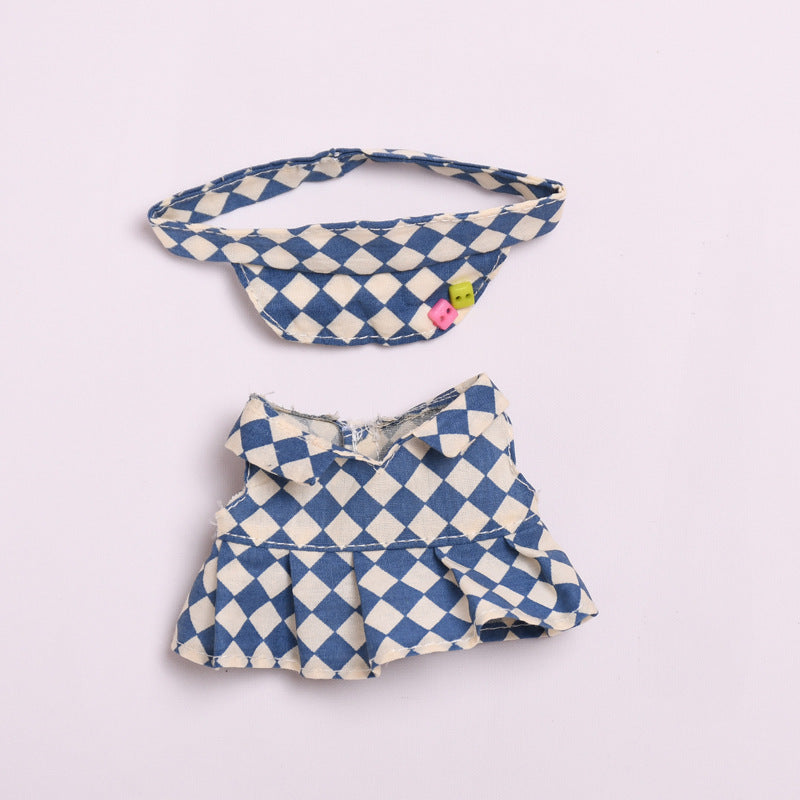Only clothes] blind box pendant 17cm cloth clothes plaid tennis skirt suit vinyl labubu doll skirt