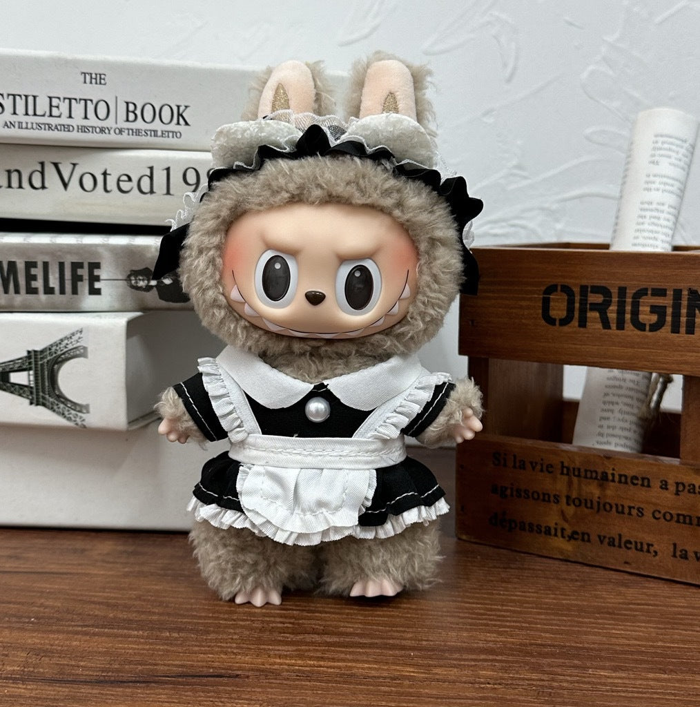 Wholesale labubu doll clothes 17cm pull cloth blind box pendant one or two generation vinyl plush doll suit
