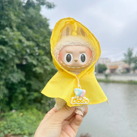 Clothes Only] LABUBU Pendant Clothes 17CM Blind Box Rab Doll Doll Waterproof Poncho Hooded Poncho