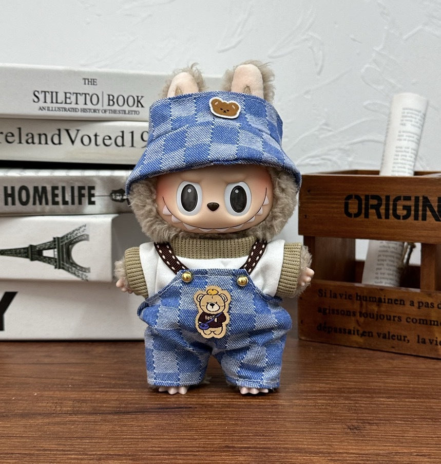 Wholesale labubu doll clothes 17cm pull cloth blind box pendant one or two generation vinyl plush doll suit