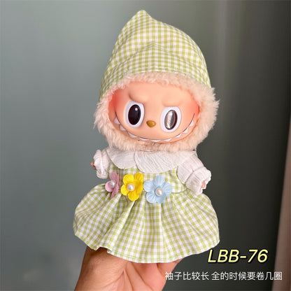 Only clothes for sale cloth baby clothes 17cm plush vinyl labubu sit party generation two generation for suit