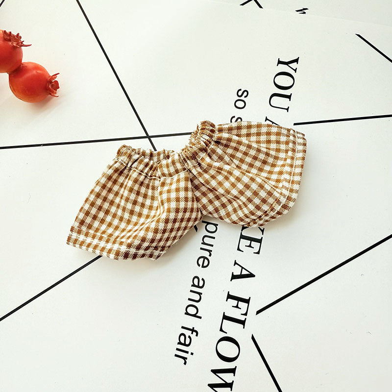Clothes Only] 17cm Pendant Labubu Clothes Cat t Camellia Straw Hat Suit Labubu Doll Clothes
