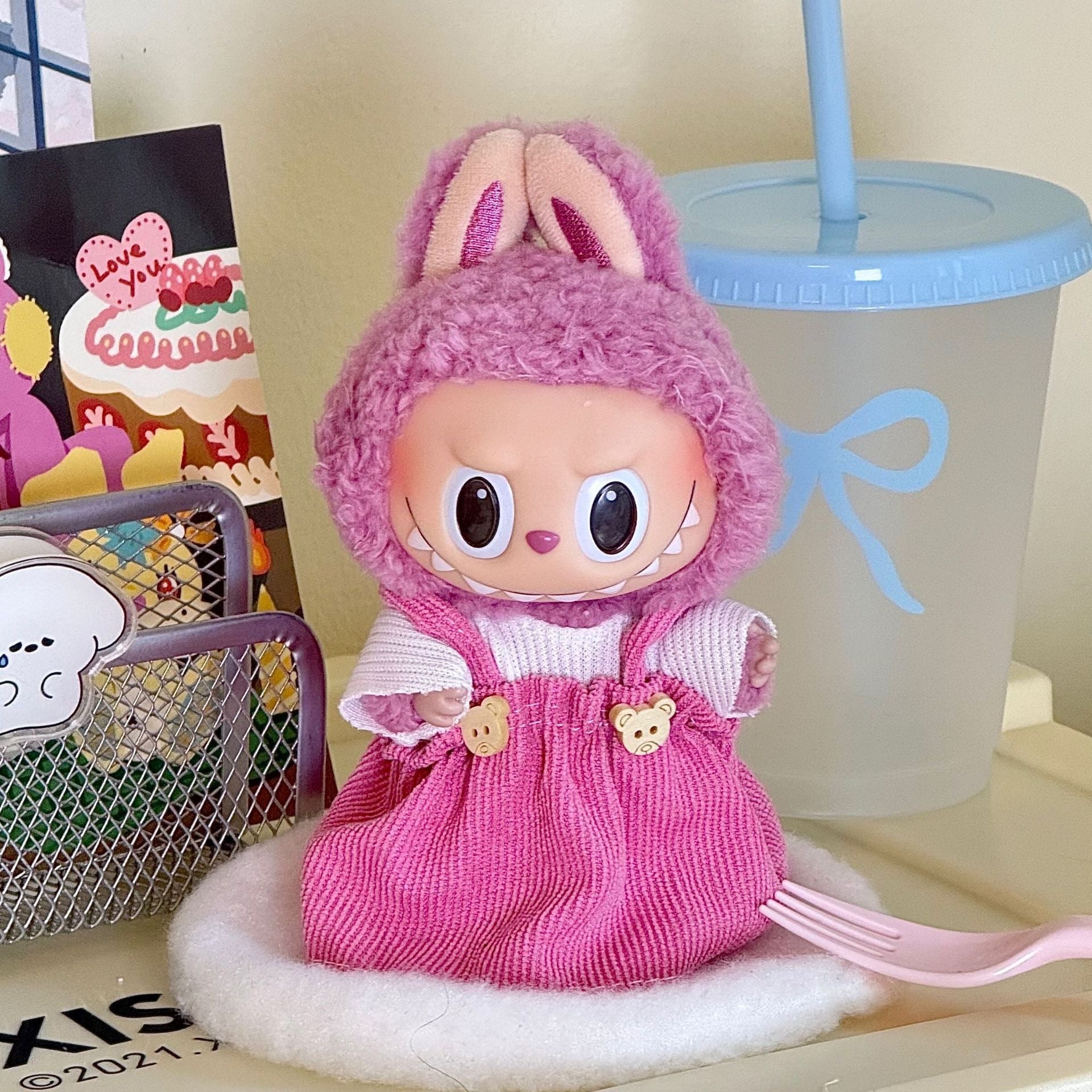 17cm Labubu Doll Clothes Vinyl Labubu Doll Can Be Worn and Changed into Plush Toy Clothes Set