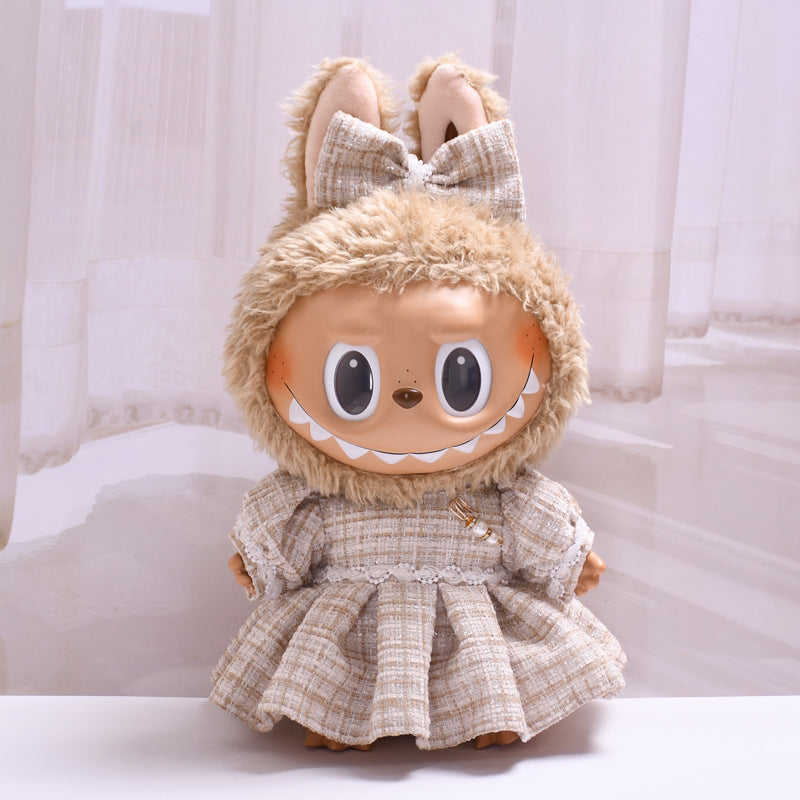 Only clothes] 38cm labubu labubu for clothes plaid small fragrant wind suit change baby clothes
