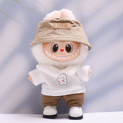 Labubu Doll Baby Clothes Outfit - White T-Shirt & Pants Suit Set