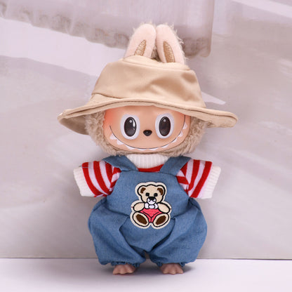 Labubu Doll Bear Suspenders Outfit for 17cm Vinyl Dolls