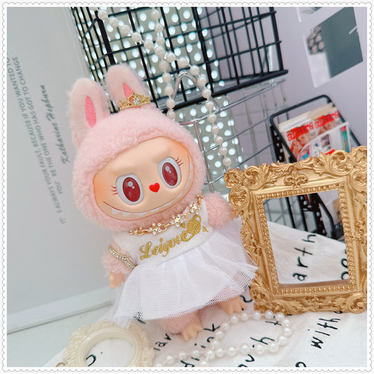 Labubu Doll Outfit Set - 17cm & 10cm Black & White Dress with Princess Shoes