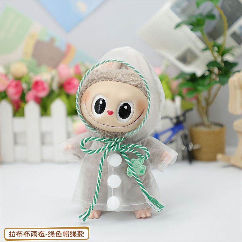 Labubu Baby Raincoat Dress-Up Doll Waterproof Transparent Hooded Jacket Clothes Labubu Pendant Baby Clothes