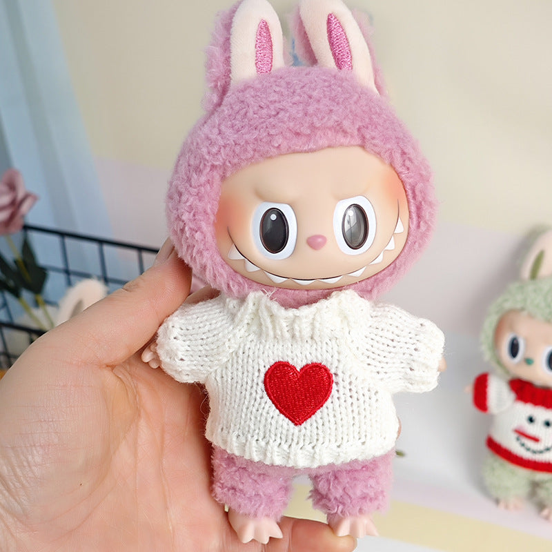 Sweater suitable for pulling cloth pendant clothes for knitted sweater 17cm labubu pendant doll clothes replacement