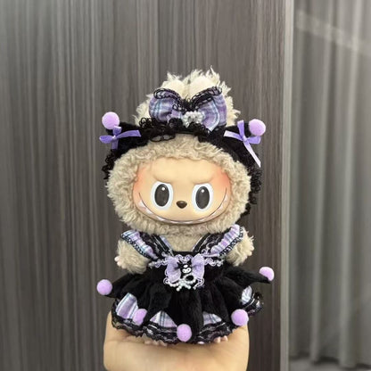 Wholesale labubu doll 17cm pendant one or two generation vinyl plush doll with suit for clothes