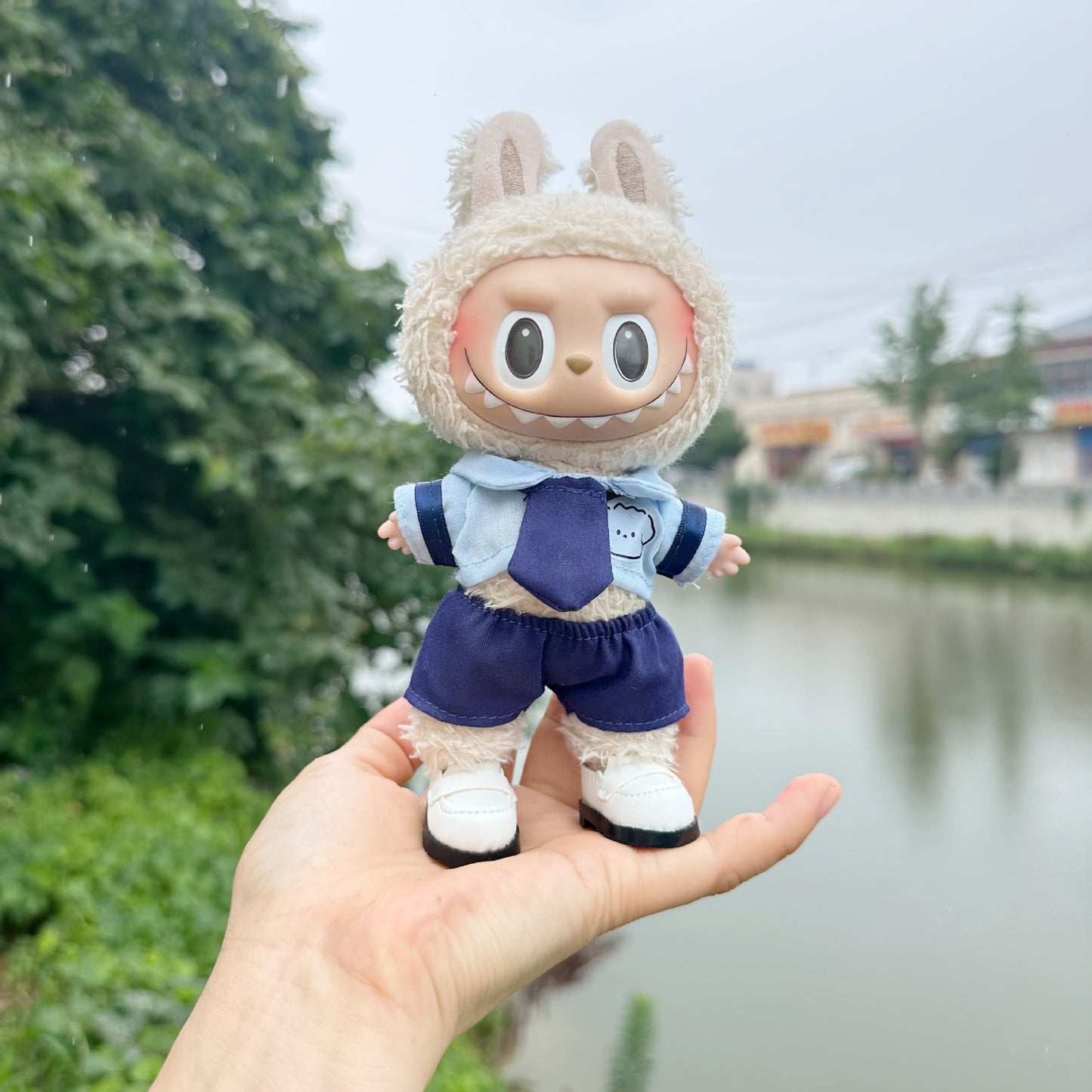 Clothes Only] Vinyl Blind Box Labubu Doll Clothes 17CM Pendant LABUBU suit for Hong Kong School Uniform