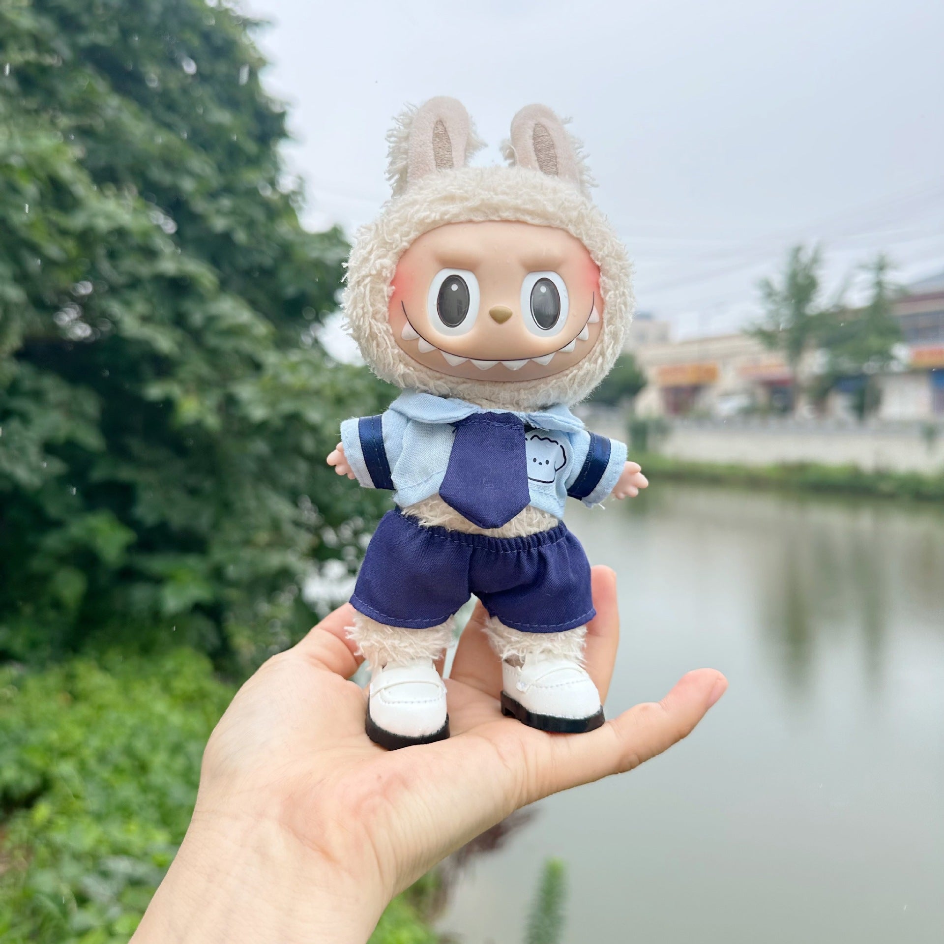 Clothes Only] Vinyl Blind Box Labubu Doll Clothes 17CM Pendant LABUBU suit for Hong Kong School Uniform